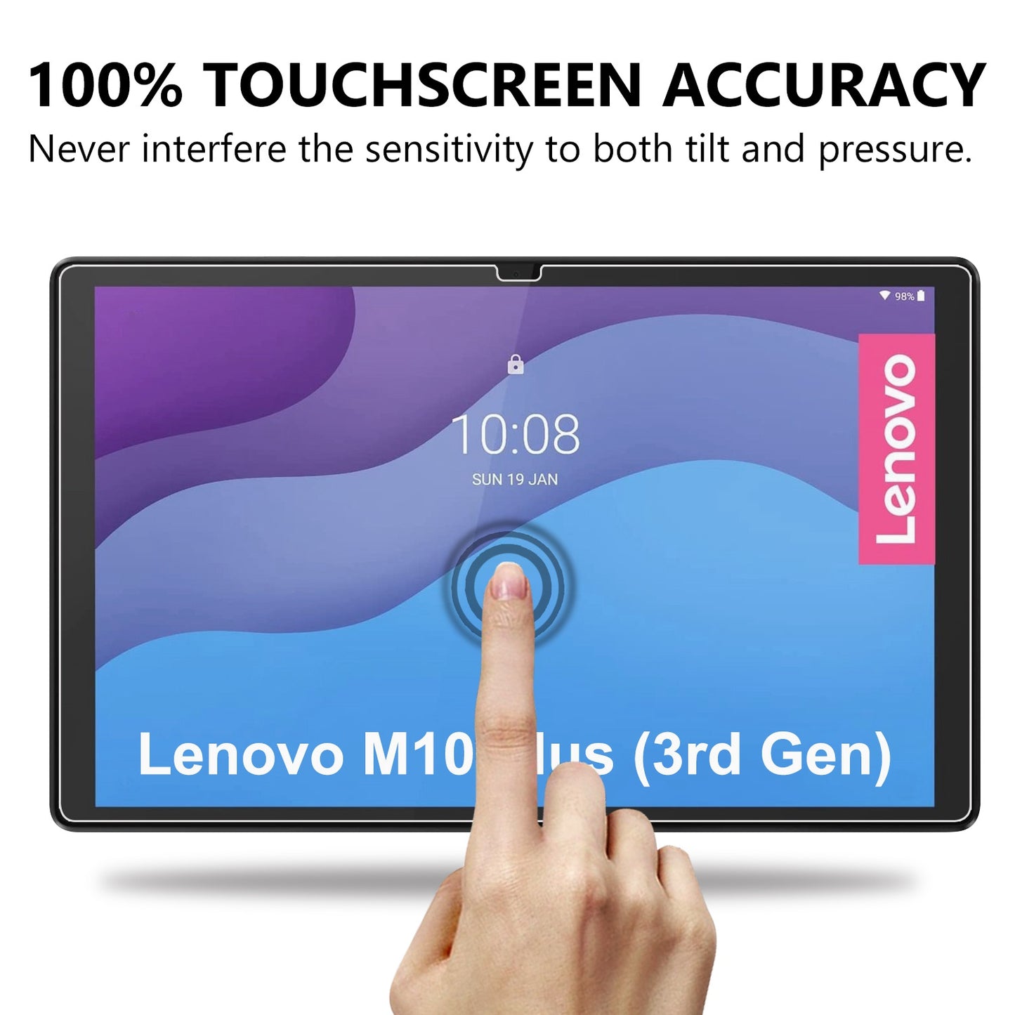 Anti-blue-ray Full Screen Protector for Lenovo Tab M10 Plus (Gen 3), Fingerprint-free Anti-glare Tempered Glass Ultra Clear Screen Film