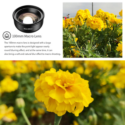 APEXEL APL-HB100MM 100mm Super Macro 4K HD CPL Star Filter Mobile Phone Camera Lens for iPhone Samsung Sony