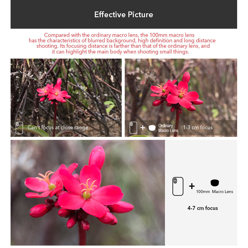APEXEL APL-HB100MM 100mm Super Macro 4K HD CPL Star Filter Mobile Phone Camera Lens for iPhone Samsung Sony