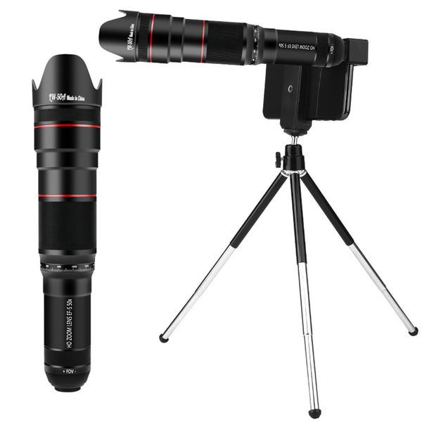 50X Optical Zoom HD Monocular Telephoto Telescope Mobile Phone Camera Lens with Tripod