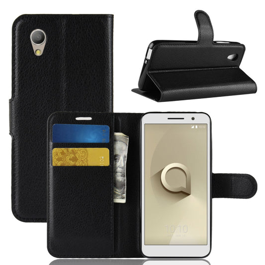 Litchi Skin Wallet Leather Stand Case for Vodafone Smart E9