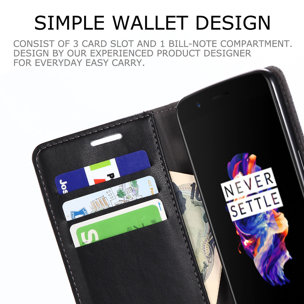 MUXMA Splicing Leather Canvas Stand Mobile Phone Case for OnePlus 5