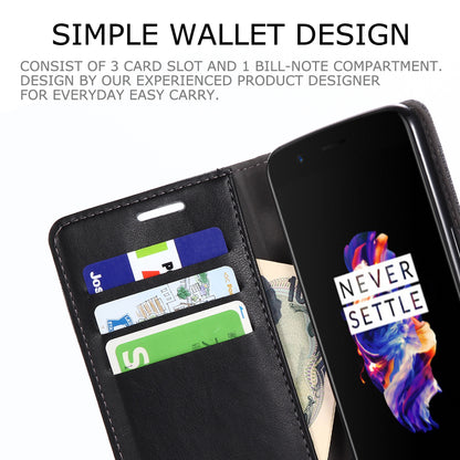 MUXMA Splicing Leather Canvas Stand Mobile Phone Case for OnePlus 5