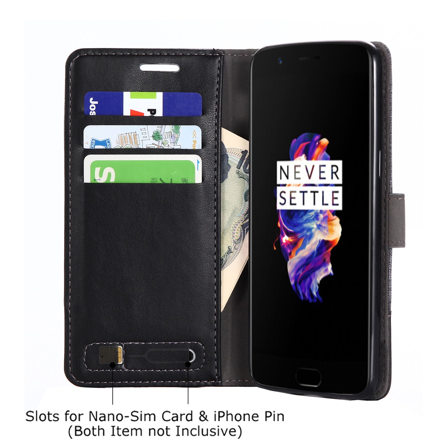 MUXMA Splicing Leather Canvas Stand Mobile Phone Case for OnePlus 5