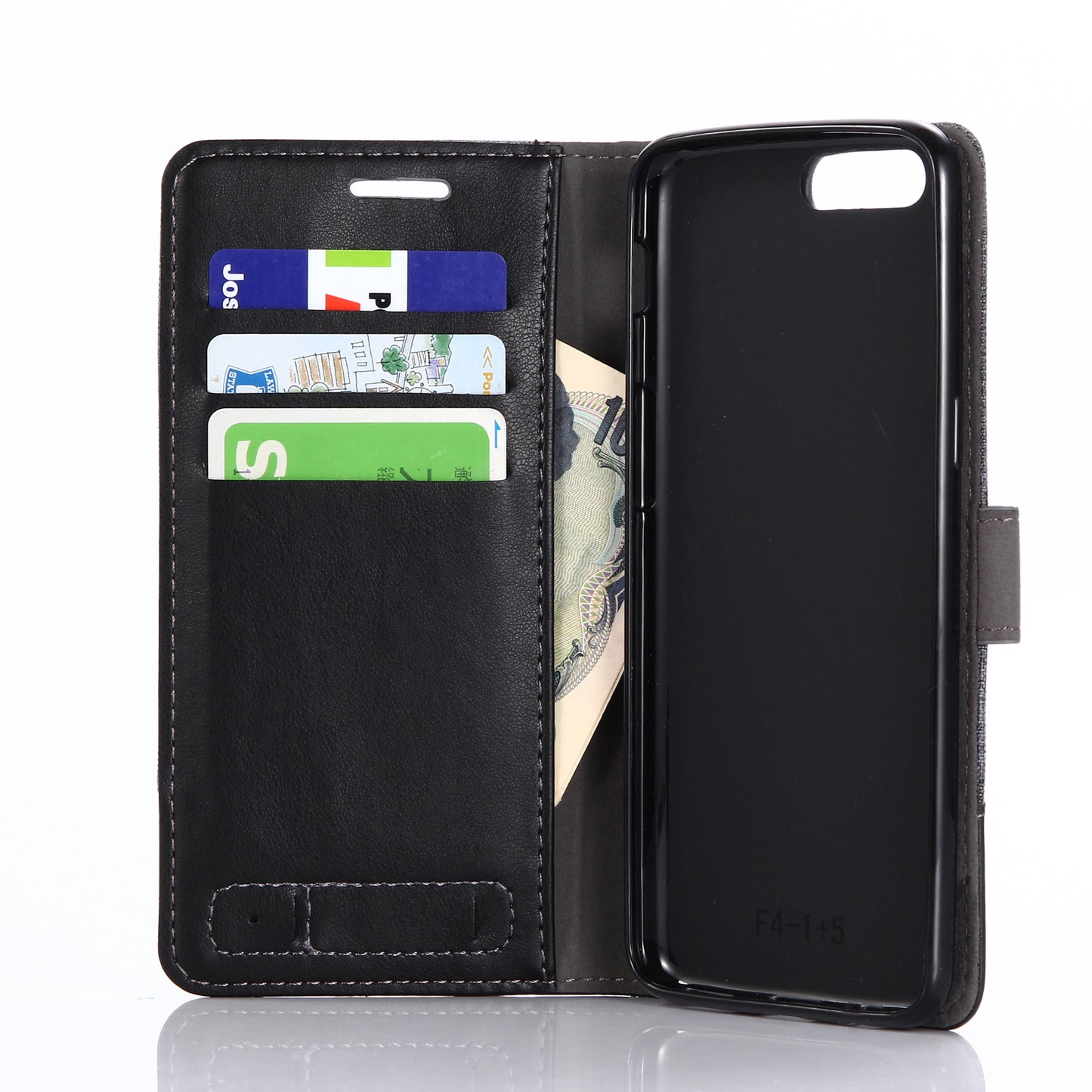 MUXMA Splicing Leather Canvas Stand Mobile Phone Case for OnePlus 5