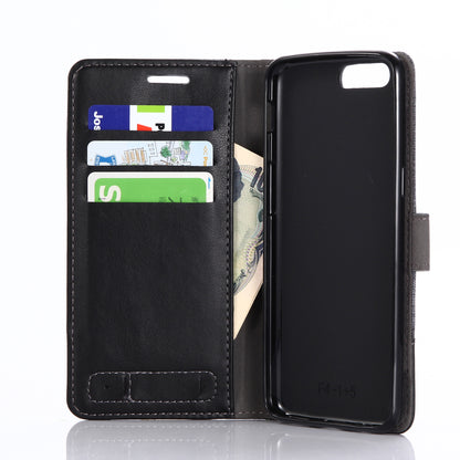 MUXMA Splicing Leather Canvas Stand Mobile Phone Case for OnePlus 5