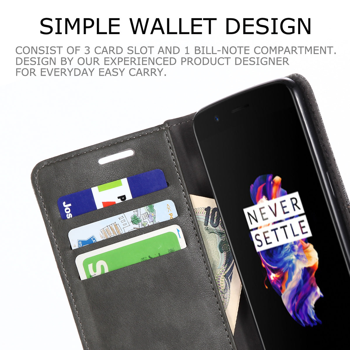 MUXMA Splicing Leather Canvas Stand Mobile Phone Case for OnePlus 5