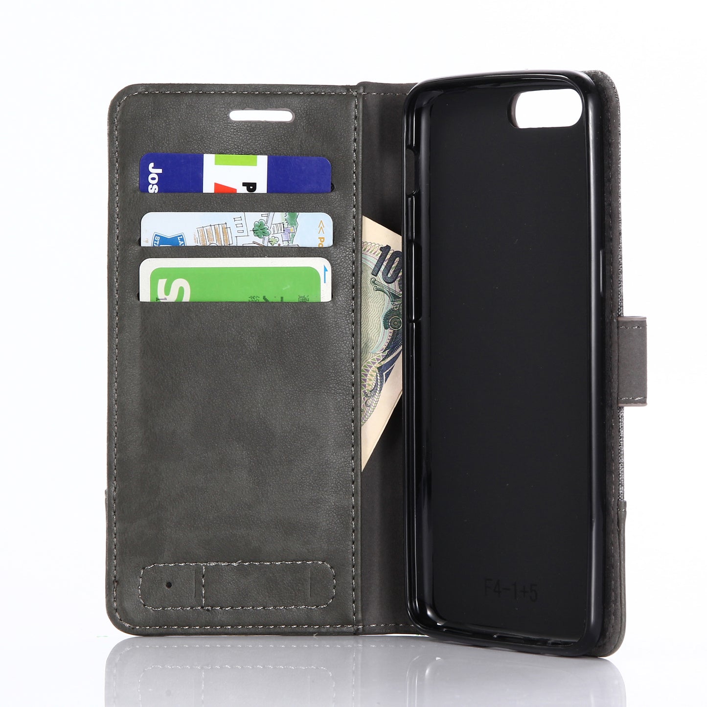 MUXMA Splicing Leather Canvas Stand Mobile Phone Case for OnePlus 5