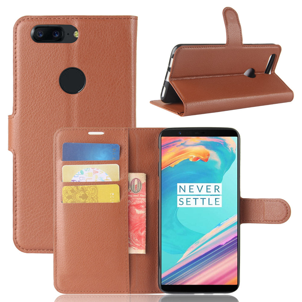 Litchi Texture Wallet Stand Leather Case for OnePlus 5T