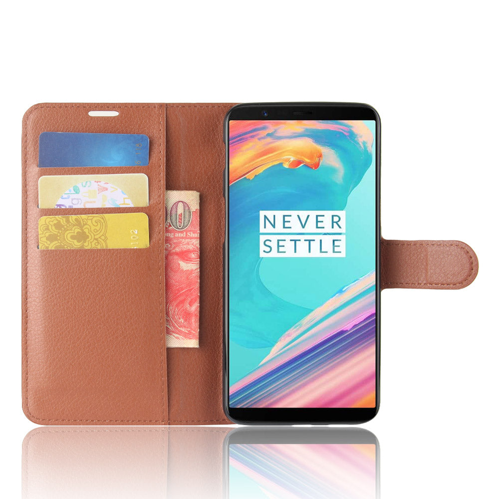 Litchi Texture Wallet Stand Leather Case for OnePlus 5T