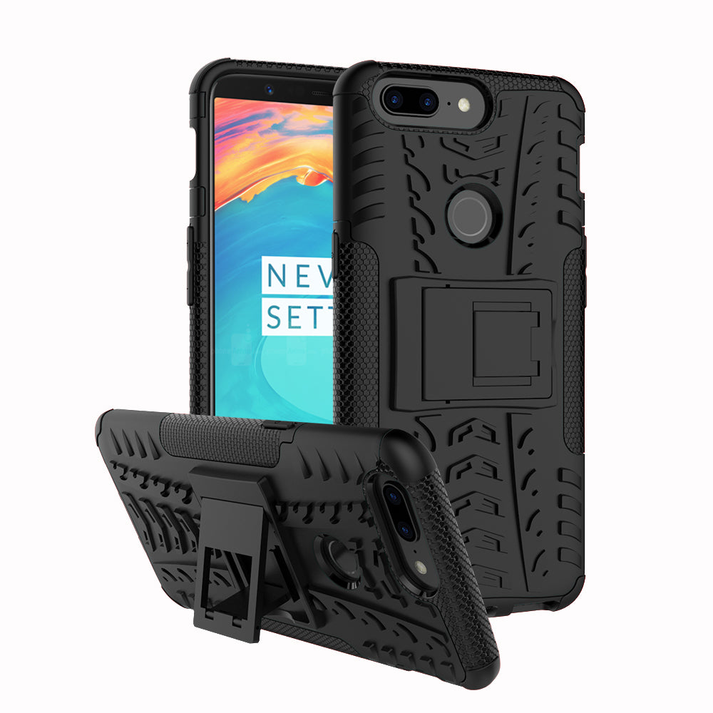 Tyre Pattern 2-in-1 PC + TPU Hybrid Phone Case with Kickstand for OnePlus 5T