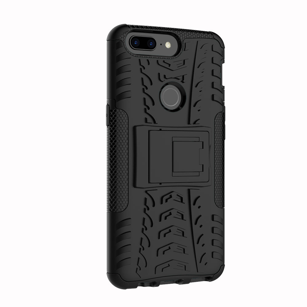 Tyre Pattern 2-in-1 PC + TPU Hybrid Phone Case with Kickstand for OnePlus 5T