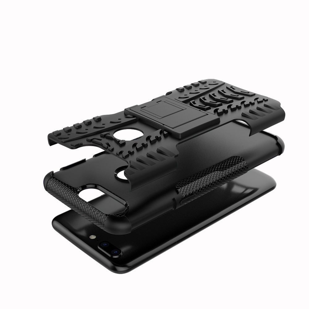 Tyre Pattern 2-in-1 PC + TPU Hybrid Phone Case with Kickstand for OnePlus 5T