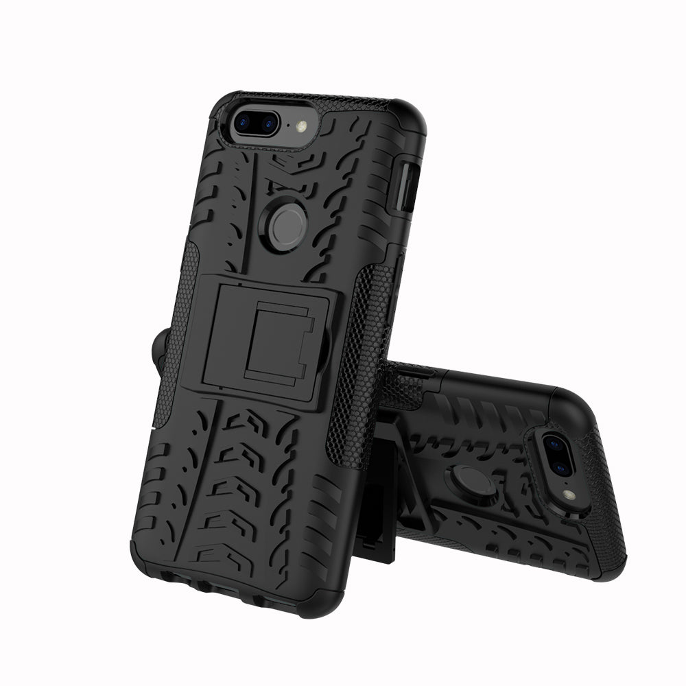 Tyre Pattern 2-in-1 PC + TPU Hybrid Phone Case with Kickstand for OnePlus 5T