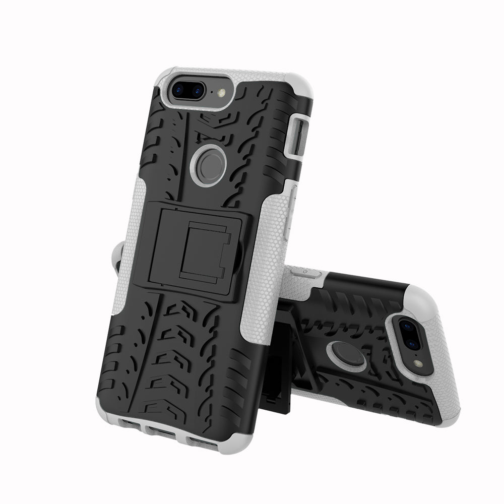 Tyre Pattern 2-in-1 PC + TPU Hybrid Phone Case with Kickstand for OnePlus 5T