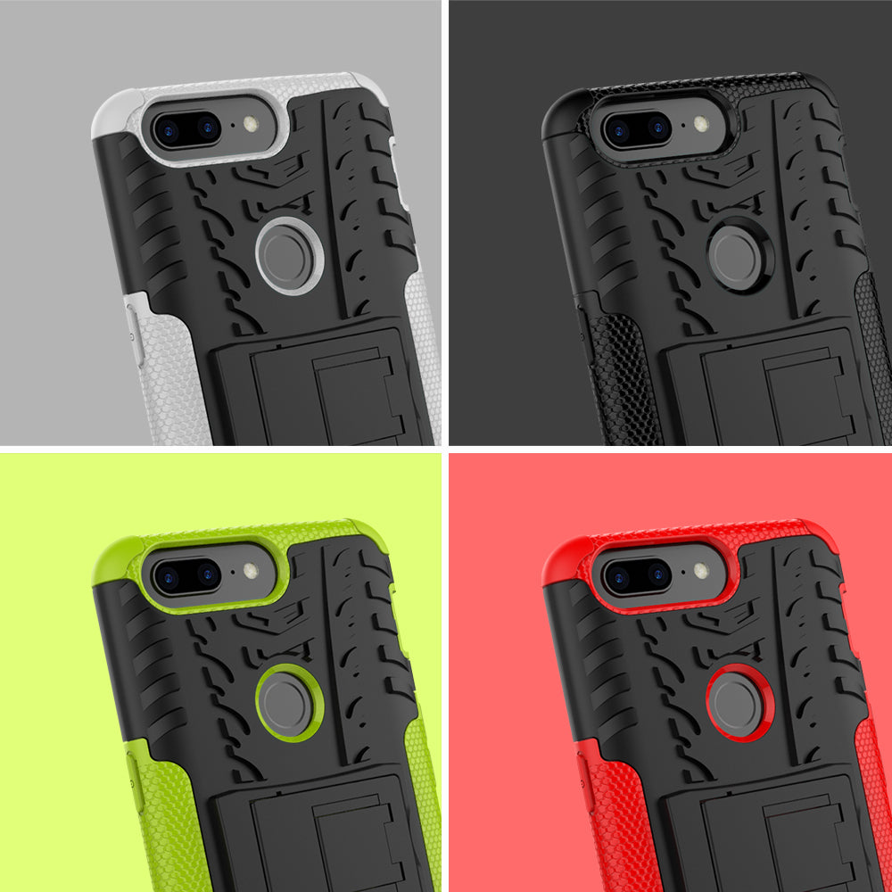 Tyre Pattern 2-in-1 PC + TPU Hybrid Phone Case with Kickstand for OnePlus 5T