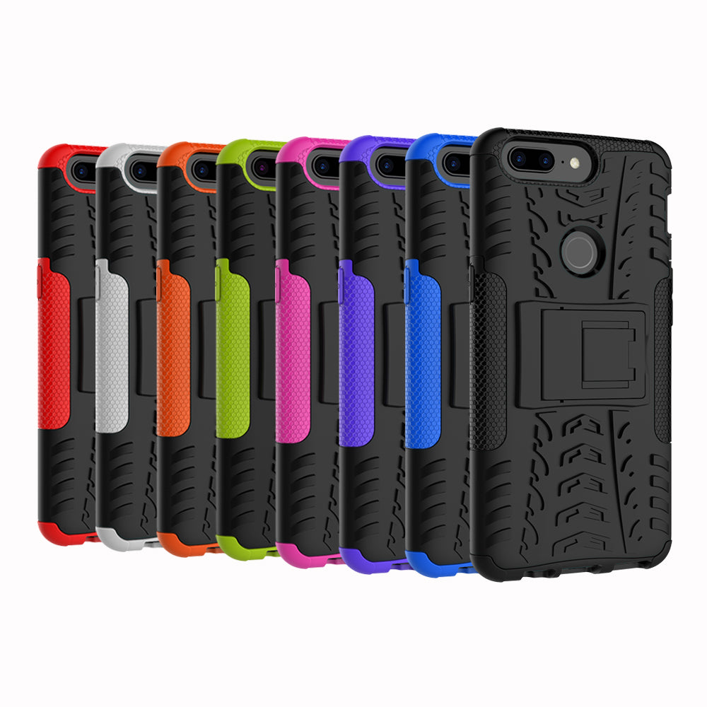 Tyre Pattern 2-in-1 PC + TPU Hybrid Phone Case with Kickstand for OnePlus 5T
