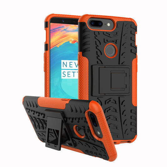 Tyre Pattern 2-in-1 PC + TPU Hybrid Phone Case with Kickstand for OnePlus 5T