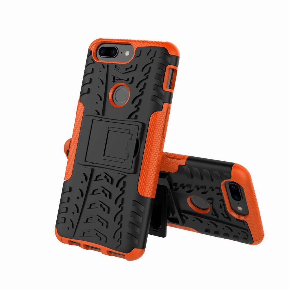Tyre Pattern 2-in-1 PC + TPU Hybrid Phone Case with Kickstand for OnePlus 5T