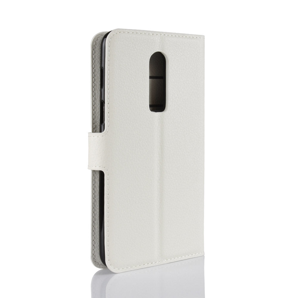 Litchi Skin Leather Stand Cover with Card Slots for OnePlus 6 Cell Phone Case Shell