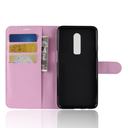 Litchi Skin Leather Stand Cover with Card Slots for OnePlus 6 Cell Phone Case Shell