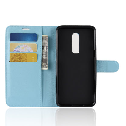 Litchi Skin Leather Stand Cover with Card Slots for OnePlus 6 Cell Phone Case Shell