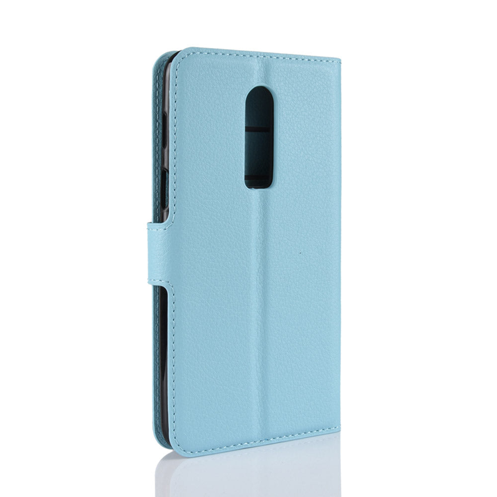Litchi Skin Leather Stand Cover with Card Slots for OnePlus 6 Cell Phone Case Shell