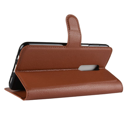 Litchi Skin Leather Stand Cover with Card Slots for OnePlus 6 Cell Phone Case Shell