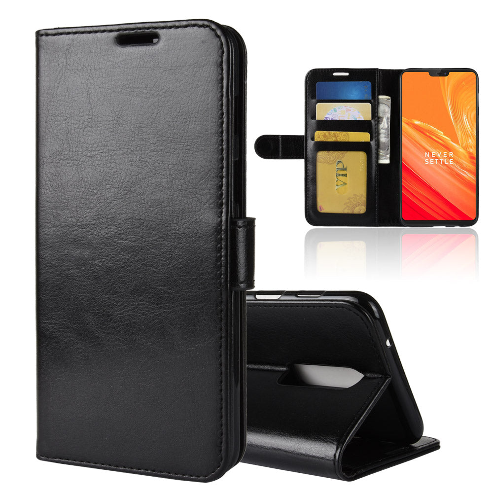 Crazy Horse Magnetic Stand Wallet Leather Mobile Phone Case for OnePlus 6