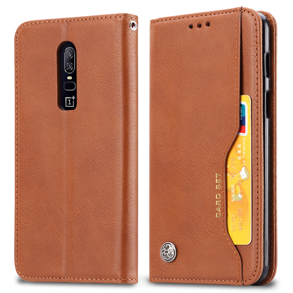 PU Leather Auto-absorbed Stand Wallet Phone Case for OnePlus 6