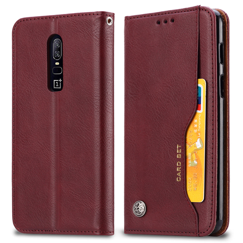 PU Leather Auto-absorbed Stand Wallet Phone Case for OnePlus 6