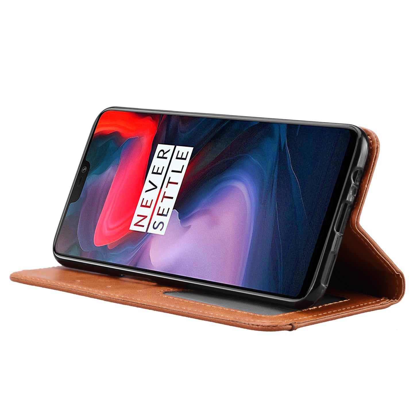 PU Leather Auto-absorbed Stand Wallet Phone Case for OnePlus 6