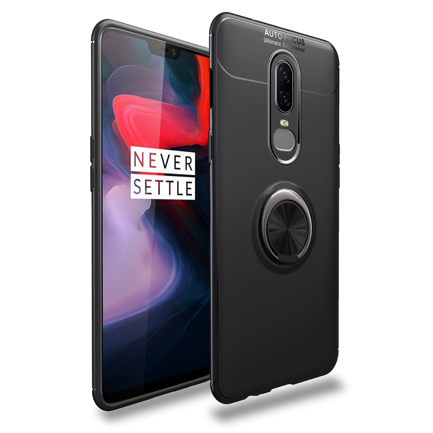 Finger Ring Kickstand TPU Mobile Shell for OnePlus 6 (Built-in Magnetic Metal Sheet)