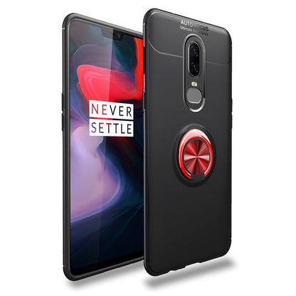 Finger Ring Kickstand TPU Mobile Shell for OnePlus 6 (Built-in Magnetic Metal Sheet)