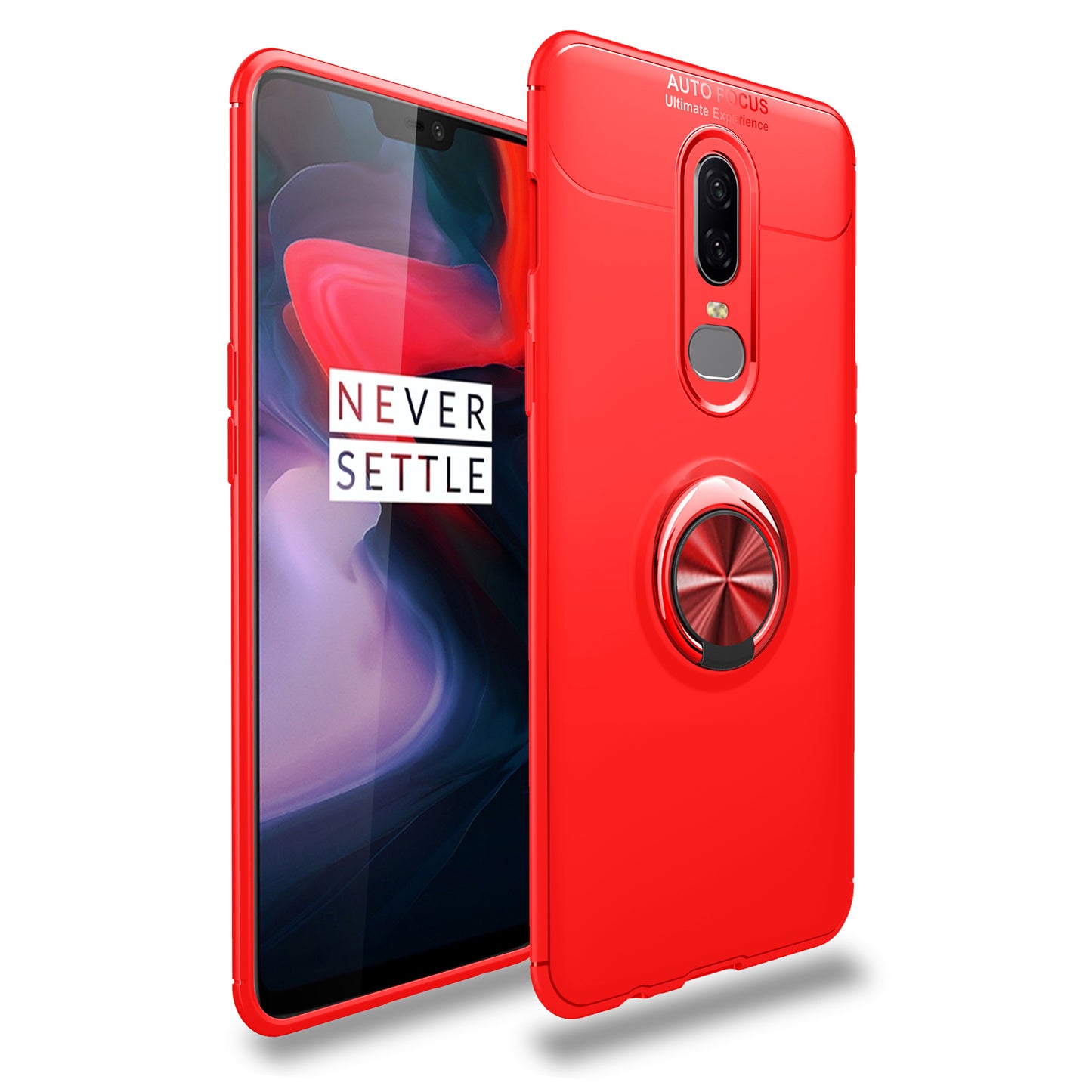 Finger Ring Kickstand TPU Mobile Shell for OnePlus 6 (Built-in Magnetic Metal Sheet)