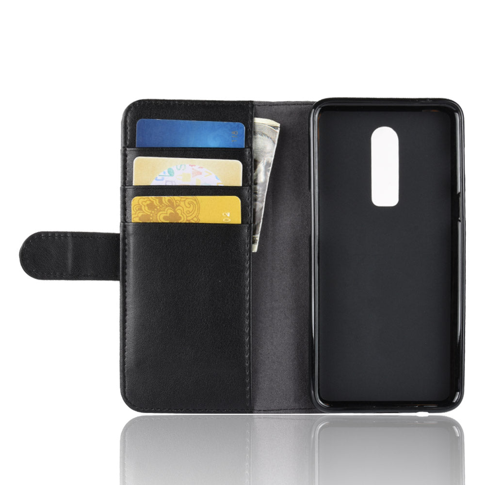 Genuine Leather Wallet Stand Mobile Phone Cover for OnePlus 6