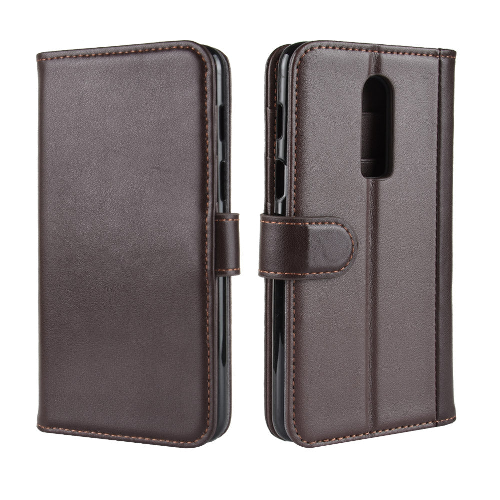 Genuine Leather Wallet Stand Mobile Phone Cover for OnePlus 6