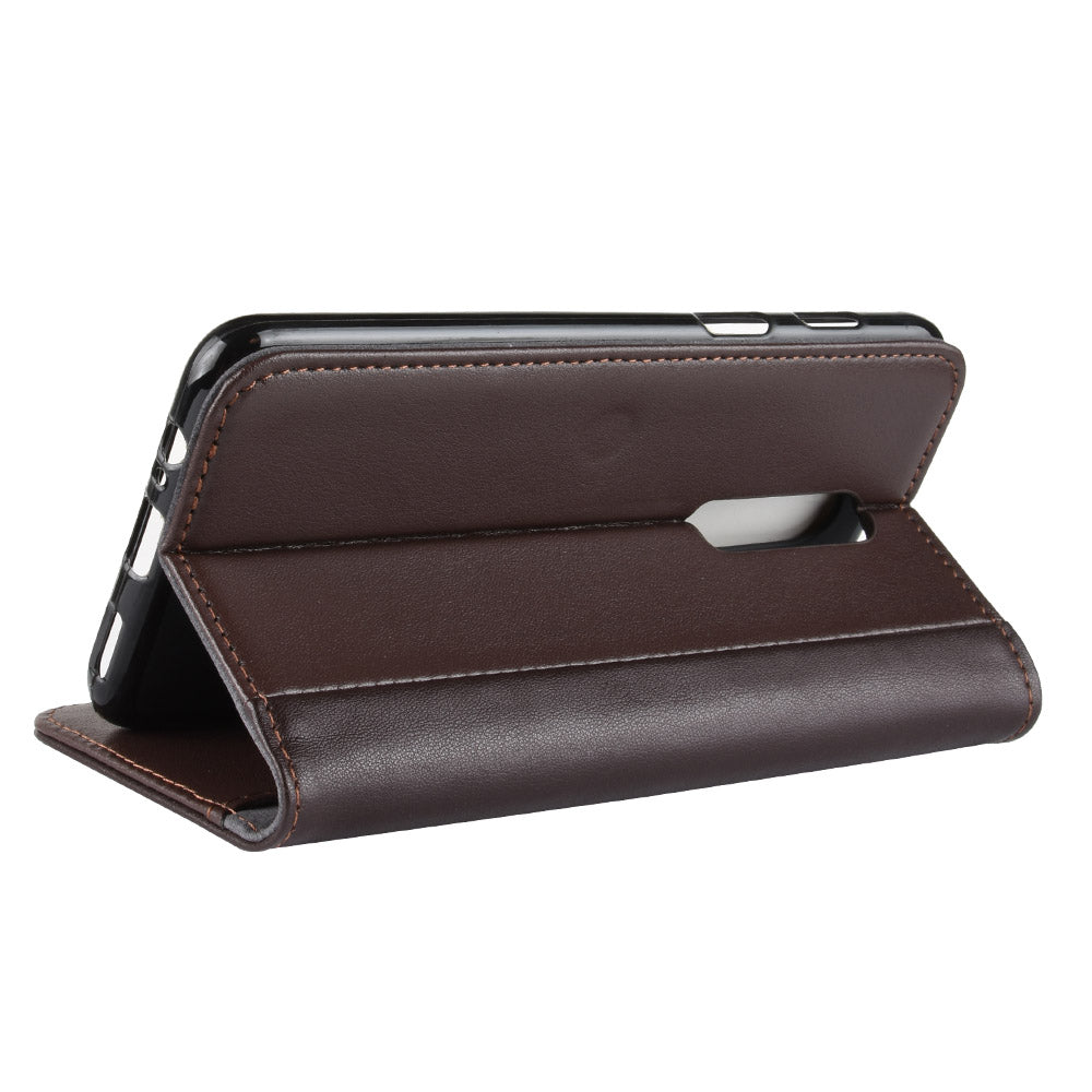 Genuine Leather Wallet Stand Mobile Phone Cover for OnePlus 6