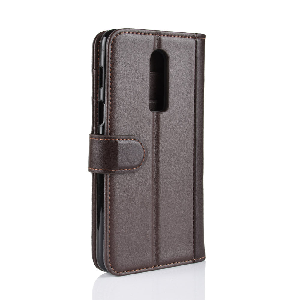 Genuine Leather Wallet Stand Mobile Phone Cover for OnePlus 6