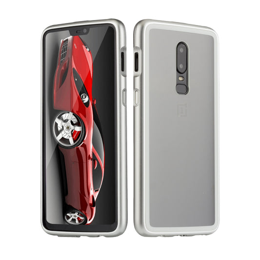 Detachable Magnetic Metal Frame + Tempered Glass Back Protection Hard Phone Case for OnePlus 6