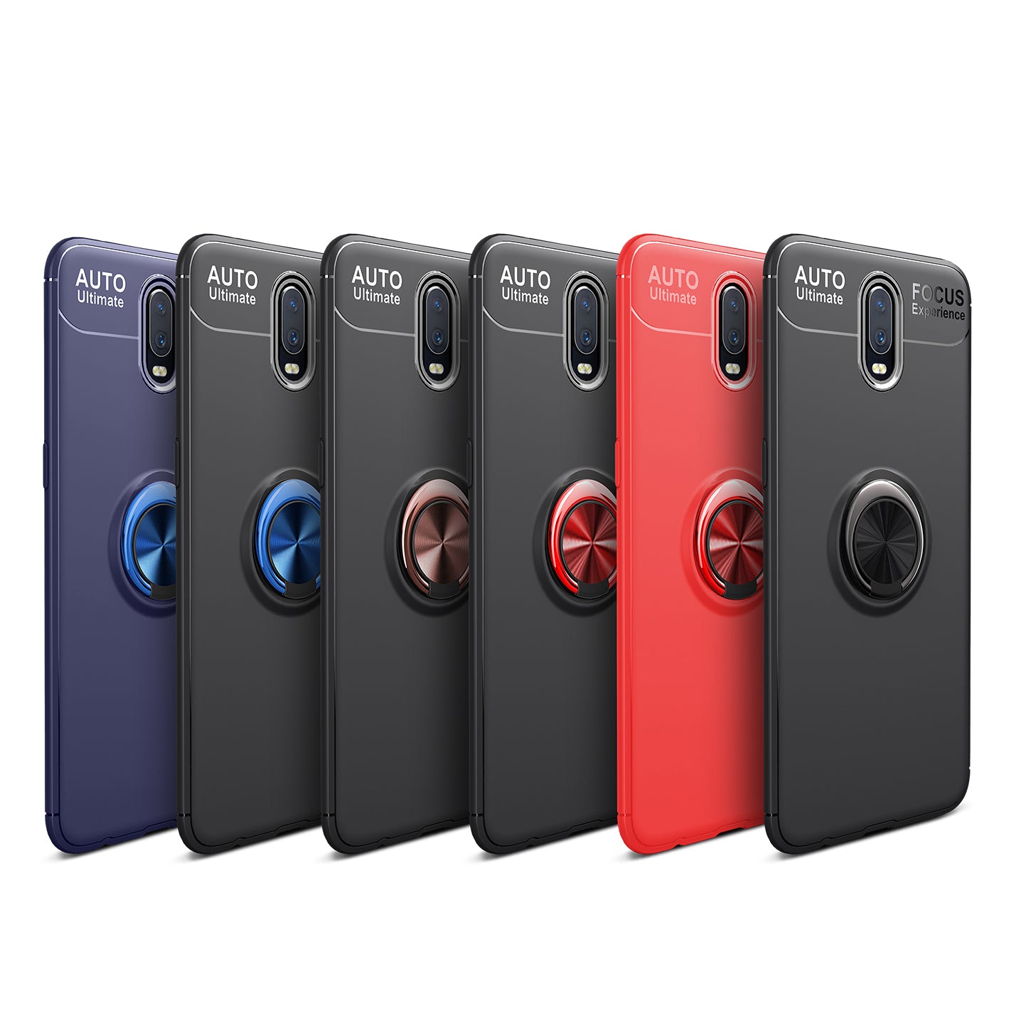Finger Ring Kickstand TPU Mobile Casing for OnePlus 6T (Built-in Magnetic Metal Sheet)