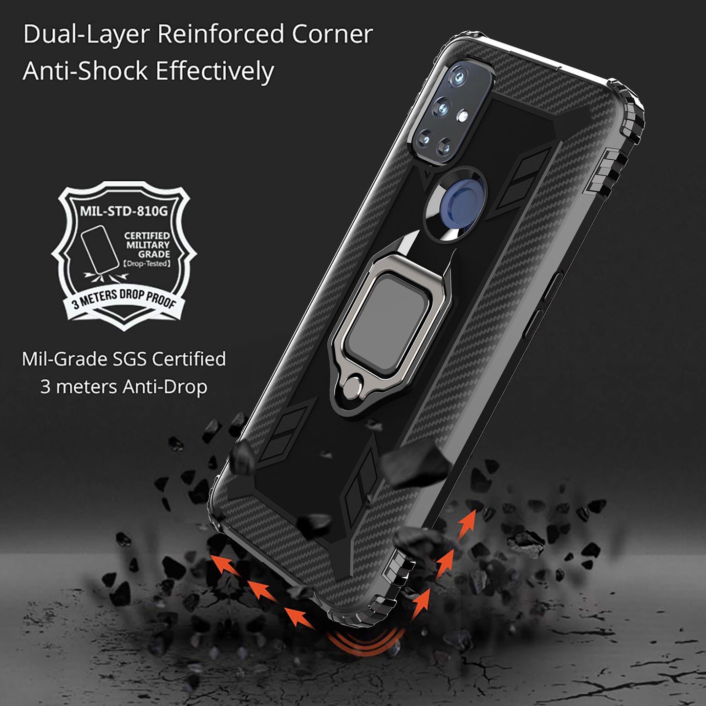 TPU Finger Ring Kickstand Phone Protective Case for OnePlus Nord N10 5G