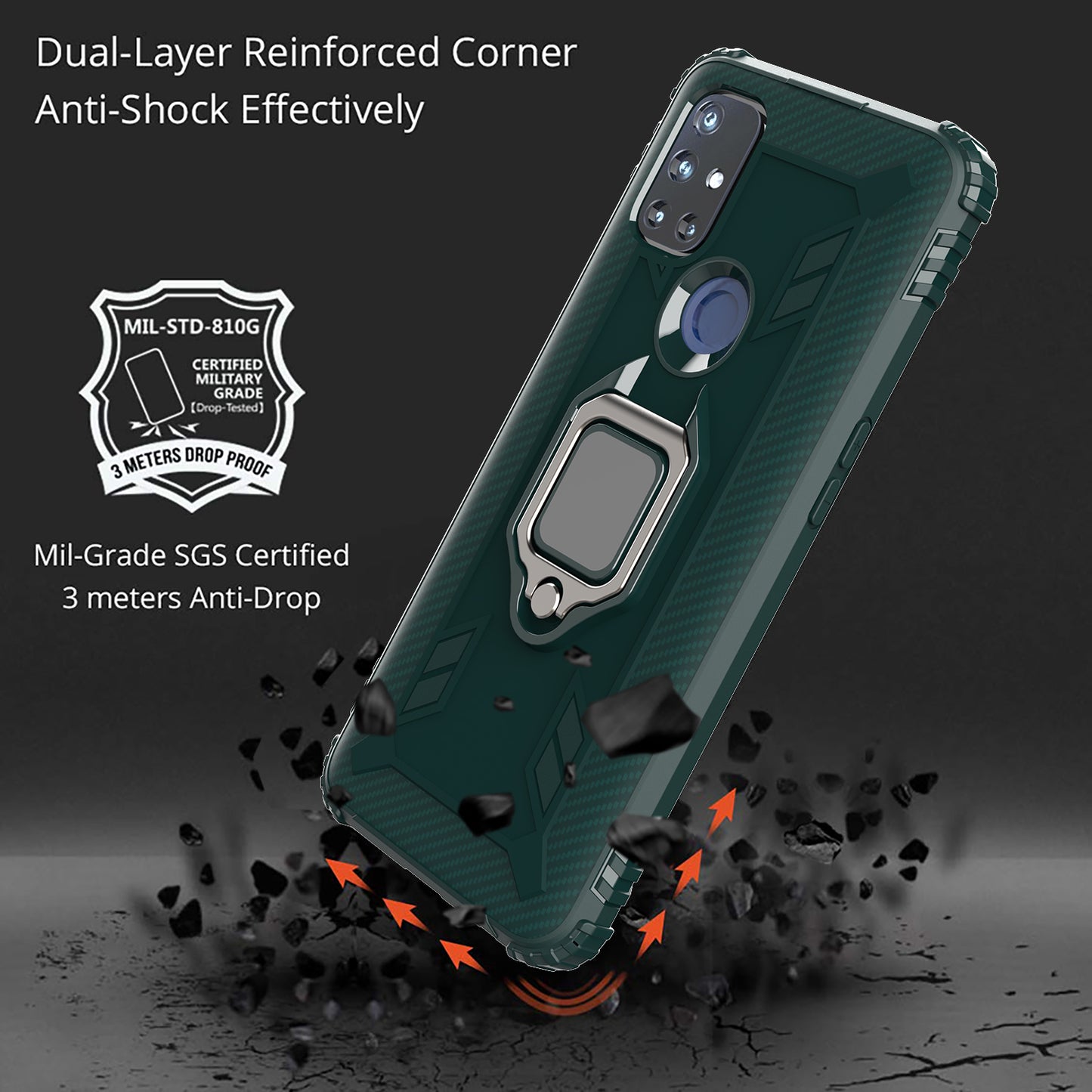 TPU Finger Ring Kickstand Phone Protective Case for OnePlus Nord N10 5G