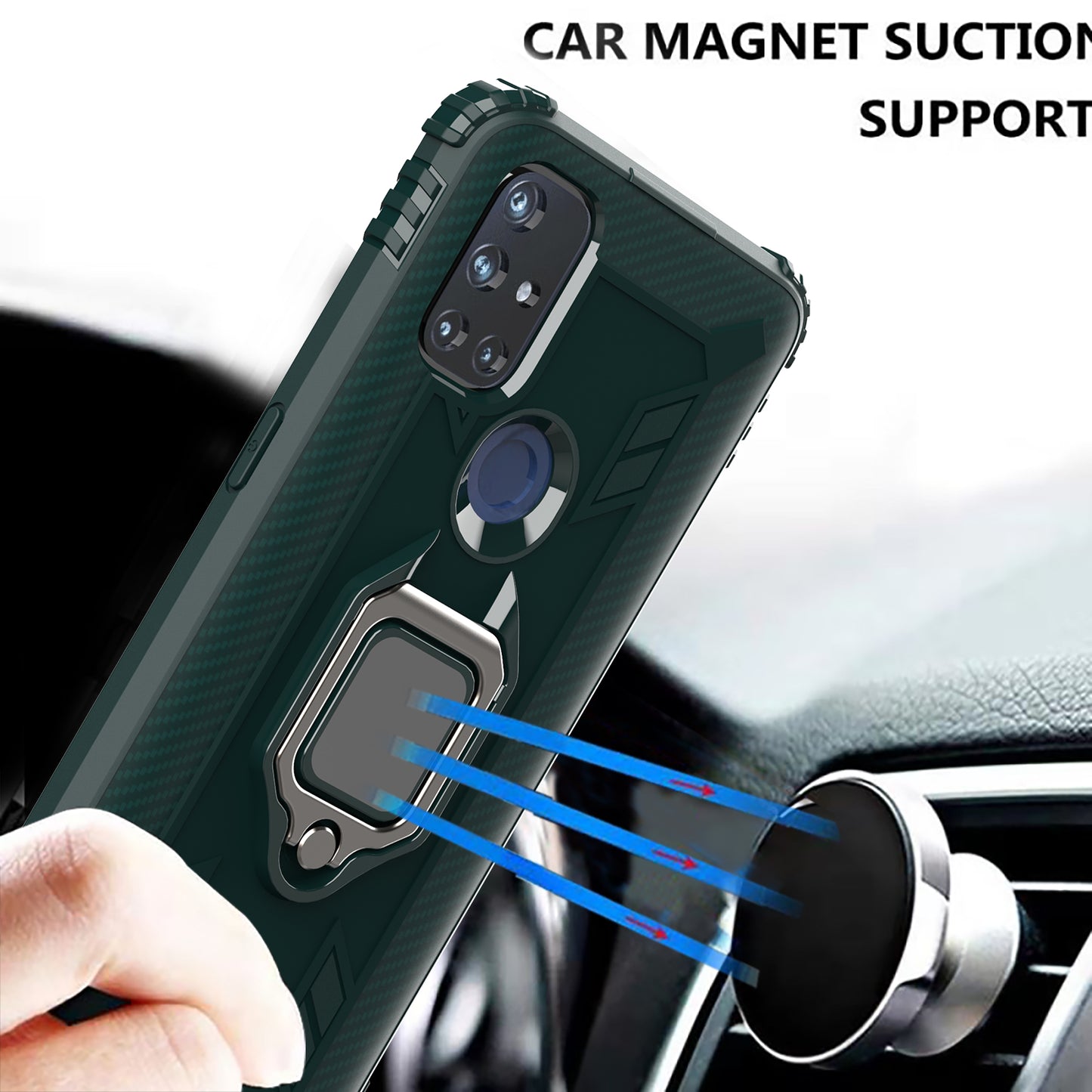 TPU Finger Ring Kickstand Phone Protective Case for OnePlus Nord N10 5G