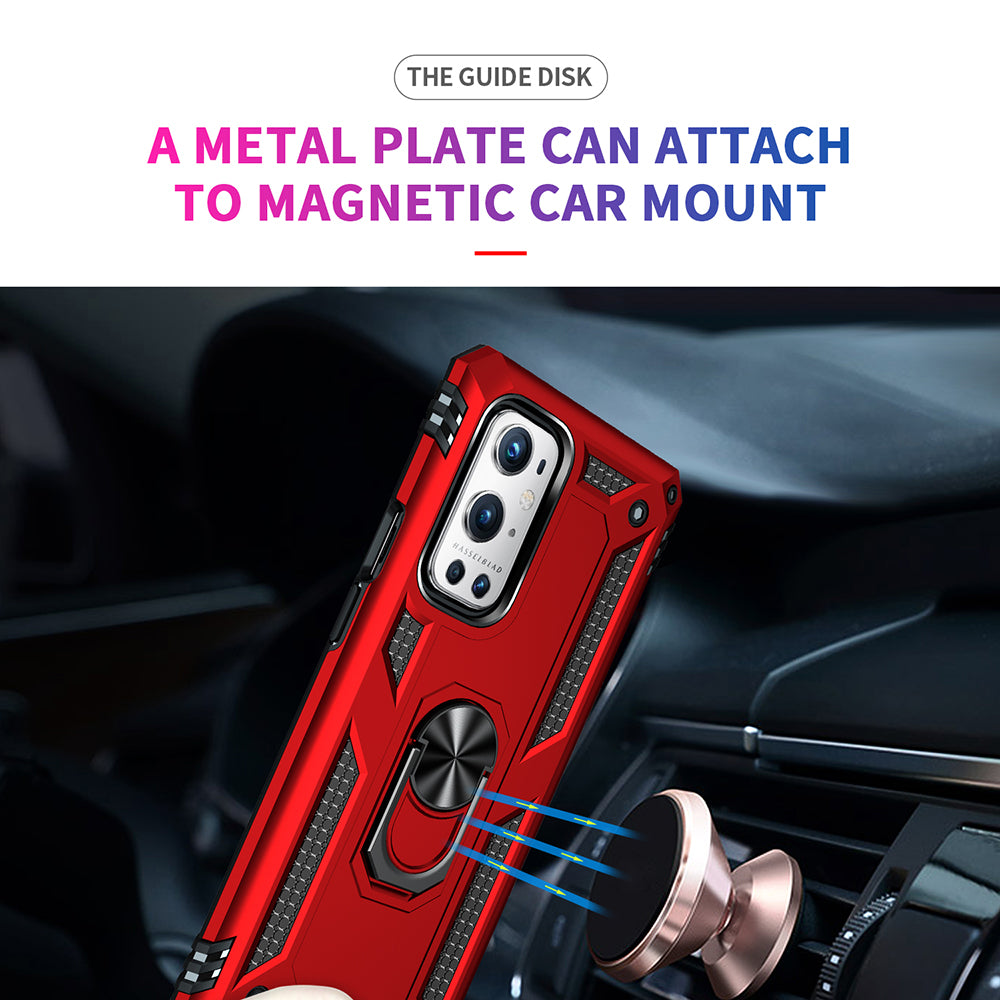 Dual Layer Tank Armor Hybrid Shockproof Soft TPU + Tough PC Back Cover with Kickstand Ring for OnePlus 9 Pro