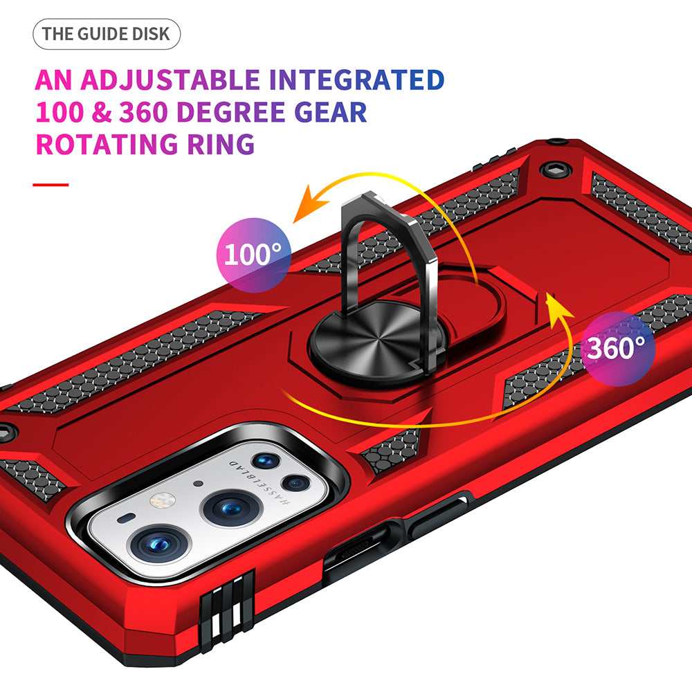 Dual Layer Tank Armor Hybrid Shockproof Soft TPU + Tough PC Back Cover with Kickstand Ring for OnePlus 9 Pro