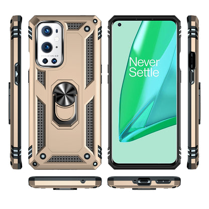 Dual Layer Tank Armor Hybrid Shockproof Soft TPU + Tough PC Back Cover with Kickstand Ring for OnePlus 9 Pro