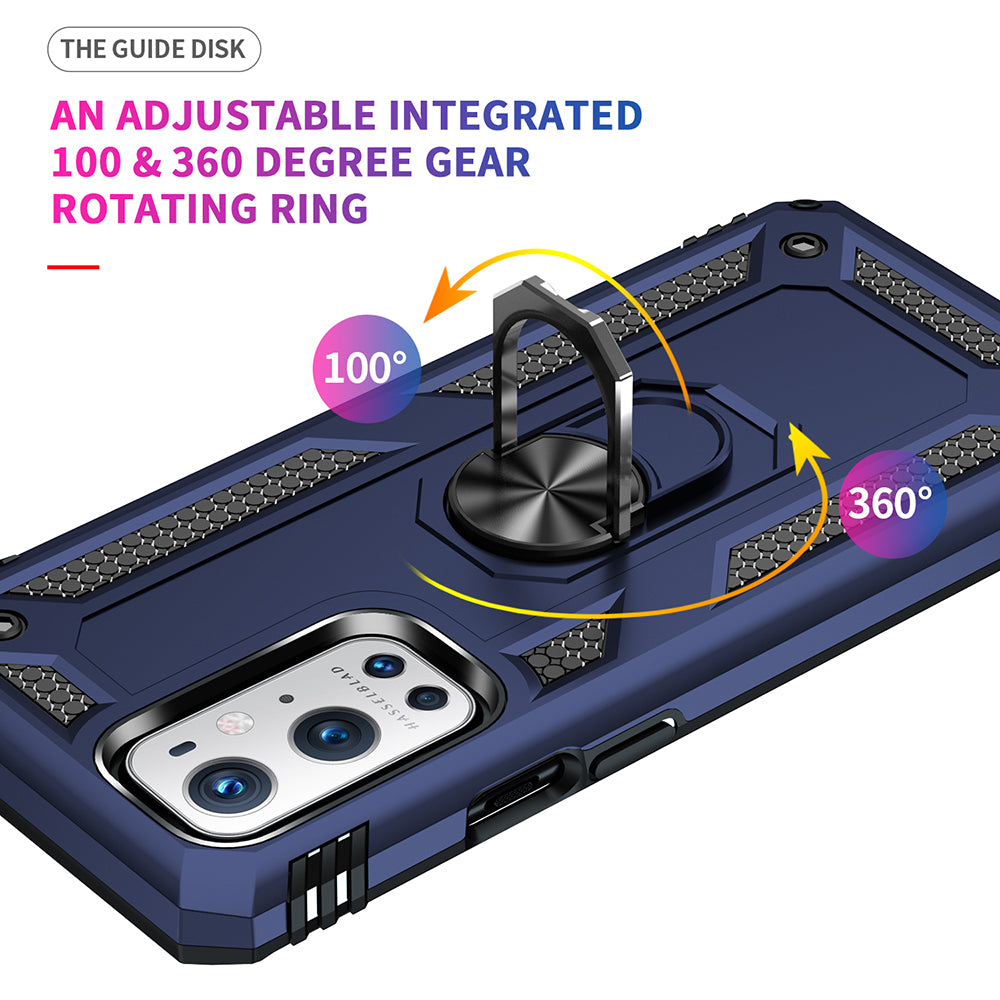 Dual Layer Tank Armor Hybrid Shockproof Soft TPU + Tough PC Back Cover with Kickstand Ring for OnePlus 9 Pro
