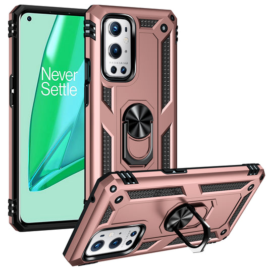 Dual Layer Tank Armor Hybrid Shockproof Soft TPU + Tough PC Back Cover with Kickstand Ring for OnePlus 9 Pro