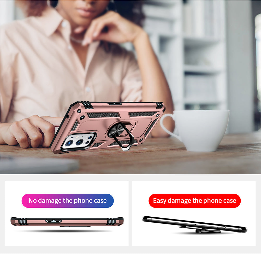 Dual Layer Tank Armor Hybrid Shockproof Soft TPU + Tough PC Back Cover with Kickstand Ring for OnePlus 9 Pro